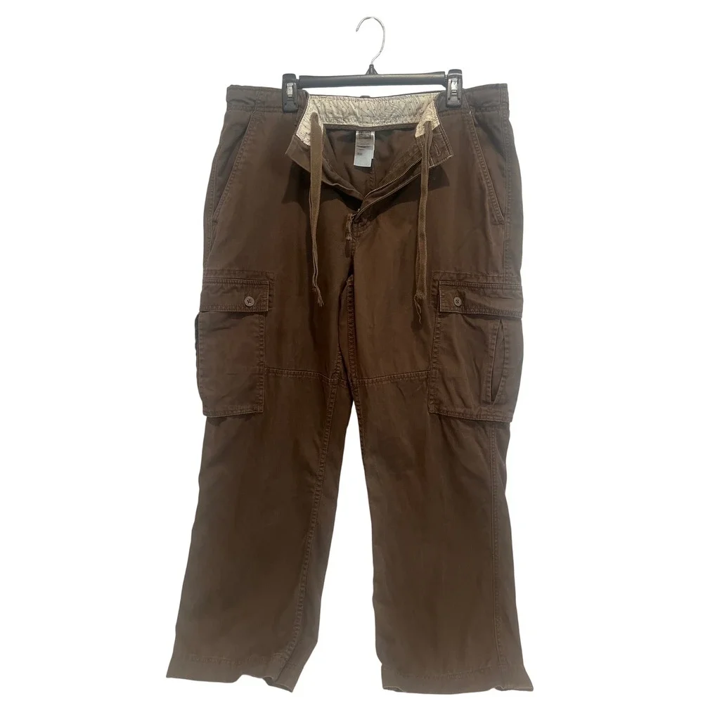 The North Face Baggy Cargo Pants Brown Retro Utility Hiking Streetwear Men's 38